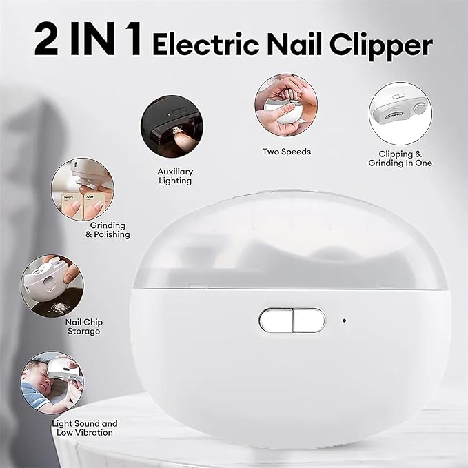 2-in-1 Electric Nail Clipper & Nail File With Light