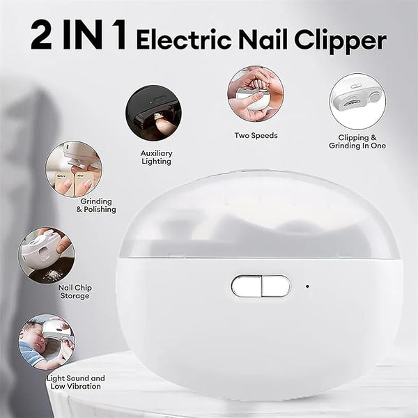 2-in-1 Electric Nail Clipper & Nail File With Light