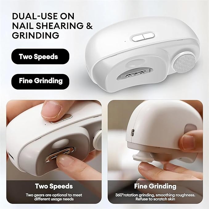 2-in-1 Electric Nail Clipper & Nail File With Light